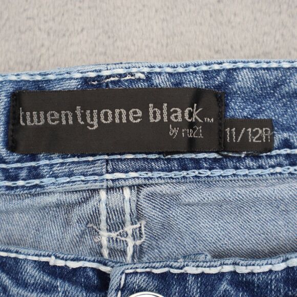 Twentyone Black by RU21 Pants Womens 12 Blue Denim Slimboot Distressed Jeans - Picture 2 of 16